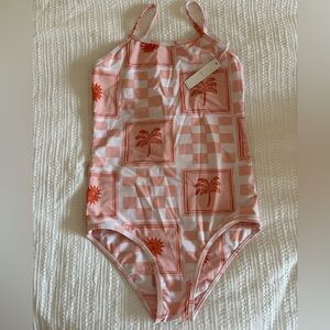 Girls' Citrine - Peach Palm & Sun One-Piece Swimsuit